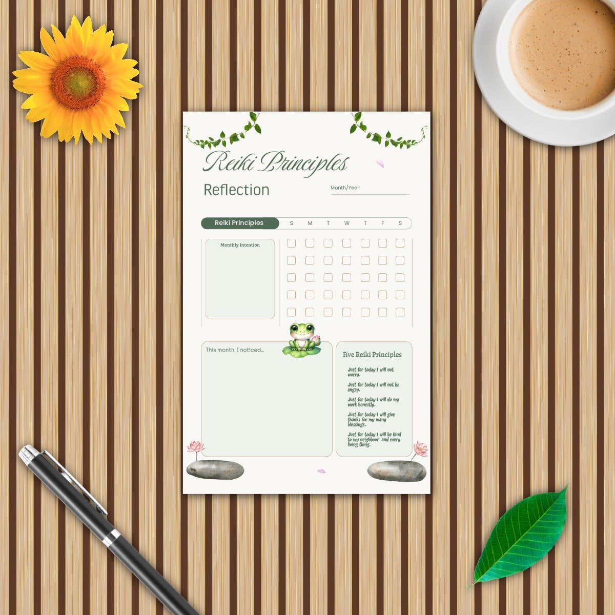 A Gentle Reiki Practice: Weekly & Monthly Tracker Bundle — Frog Garden Collection - Image 14