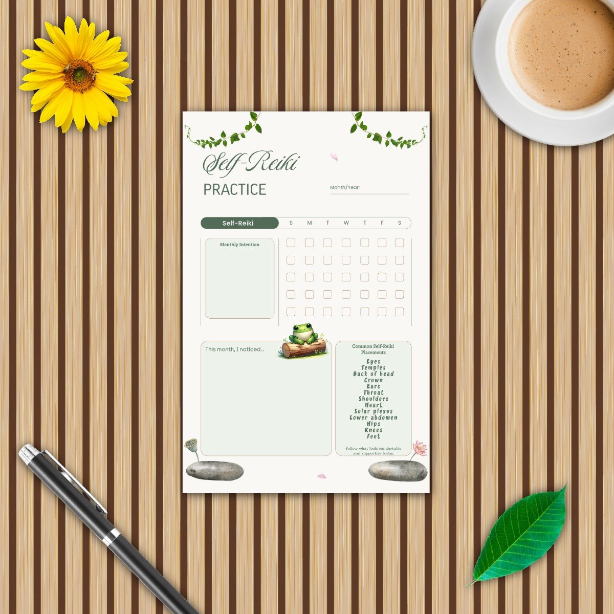 A Gentle Reiki Practice: Weekly & Monthly Tracker Bundle — Frog Garden Collection - Image 17