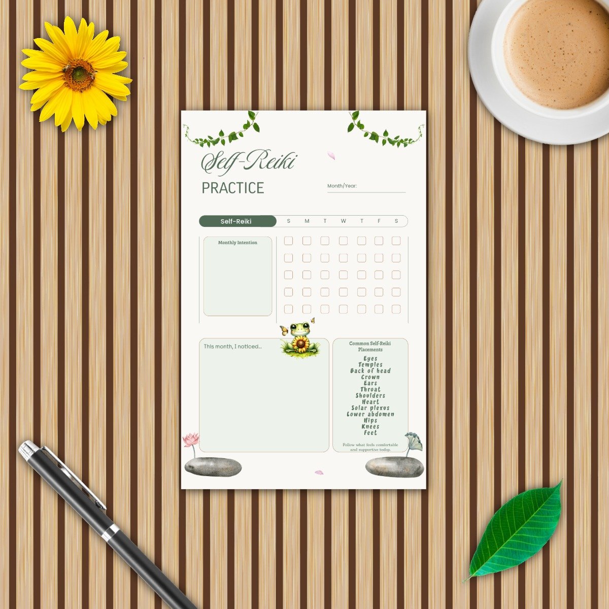 A Gentle Reiki Practice: Weekly & Monthly Tracker Bundle — Frog Garden Collection - Image 19