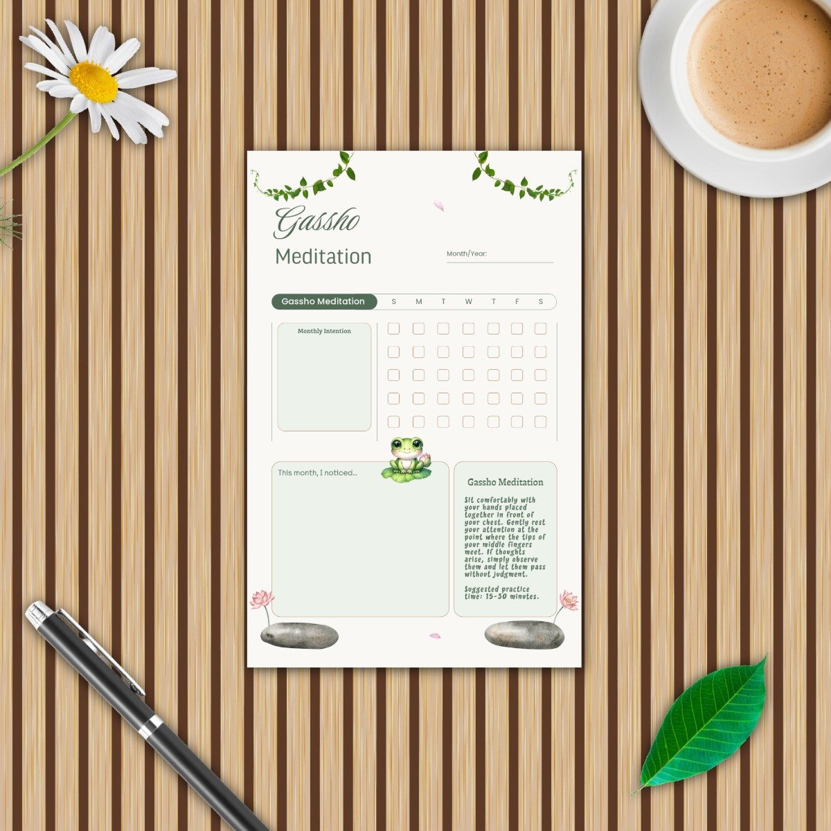 A Gentle Reiki Practice: Weekly & Monthly Tracker Bundle — Frog Garden Collection - Image 10