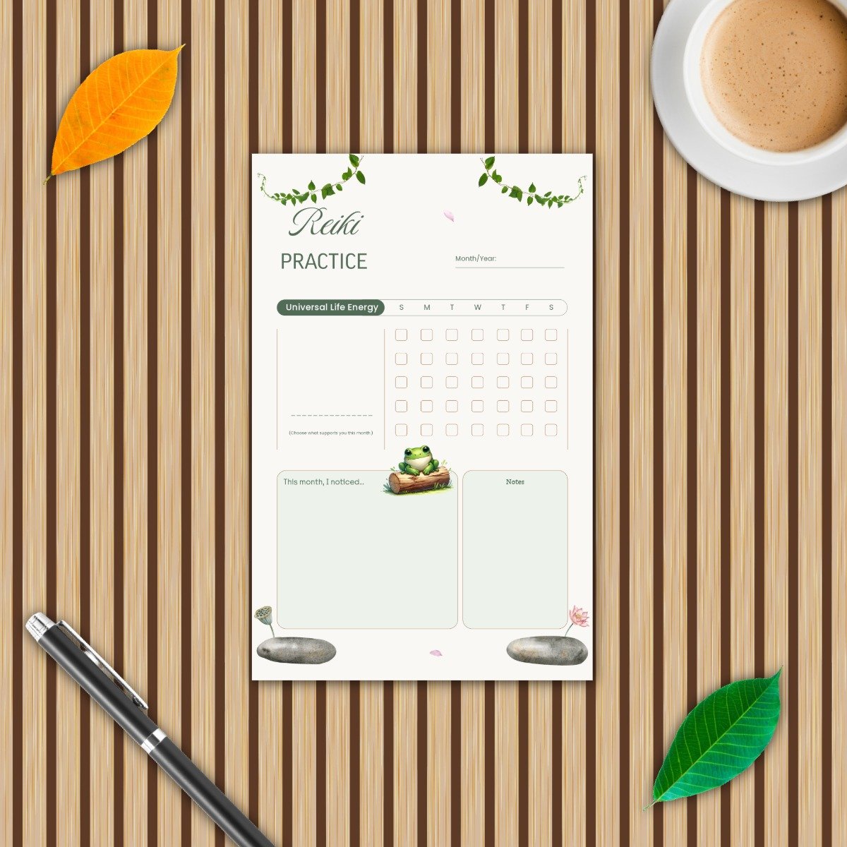 A Gentle Reiki Practice: Weekly & Monthly Tracker Bundle — Frog Garden Collection - Image 6