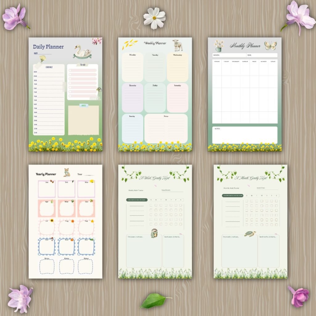 The Sage Woodland Complete Planner & Habit Tracker Bundle — Daily, Weekly, Monthly & Yearly