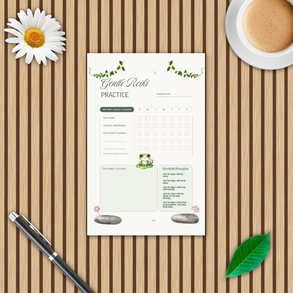 A Gentle Reiki Practice: Weekly Tracker & Reflection — Frog Garden Collection
